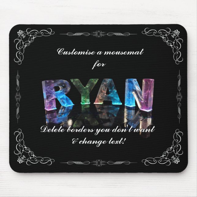 The Name Ryan in 3D Lights (Photograph) Mouse Pad (Front)