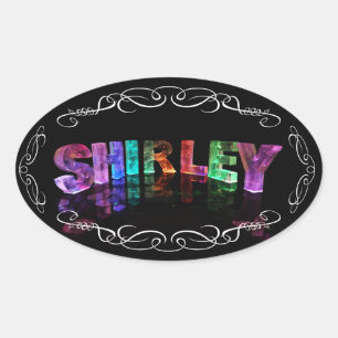 The Name Shirley -  Name in Lights (Photograph) Oval Sticker