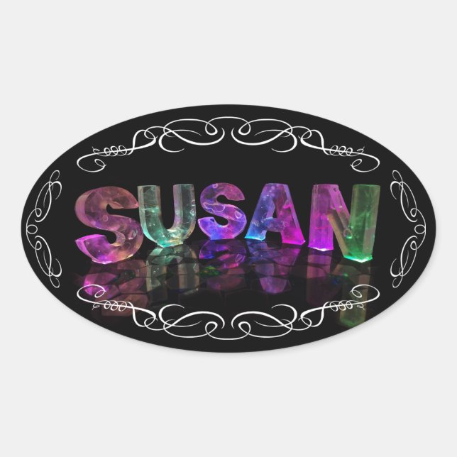 The Name Susan -  Name in Lights (Photograph) Oval Sticker (Front)