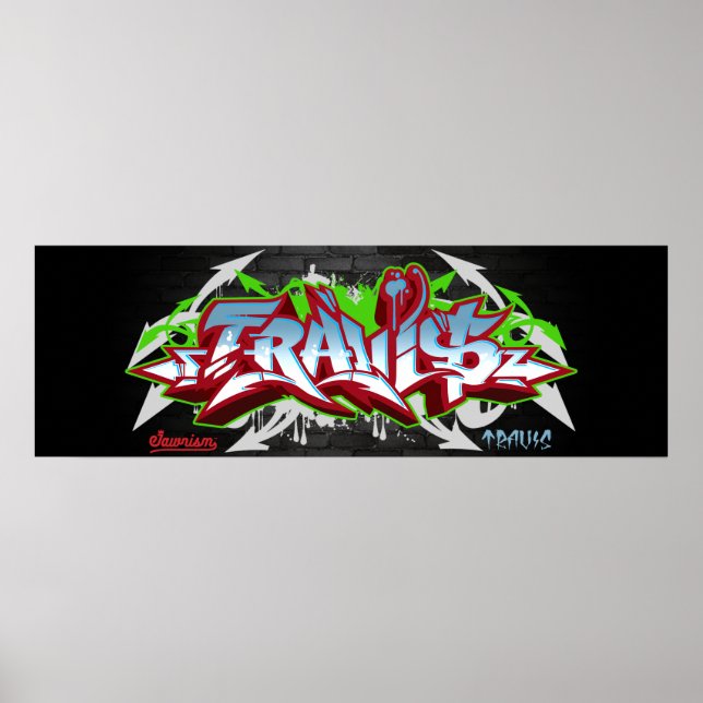 The name Travis in graffiti Poster (Front)