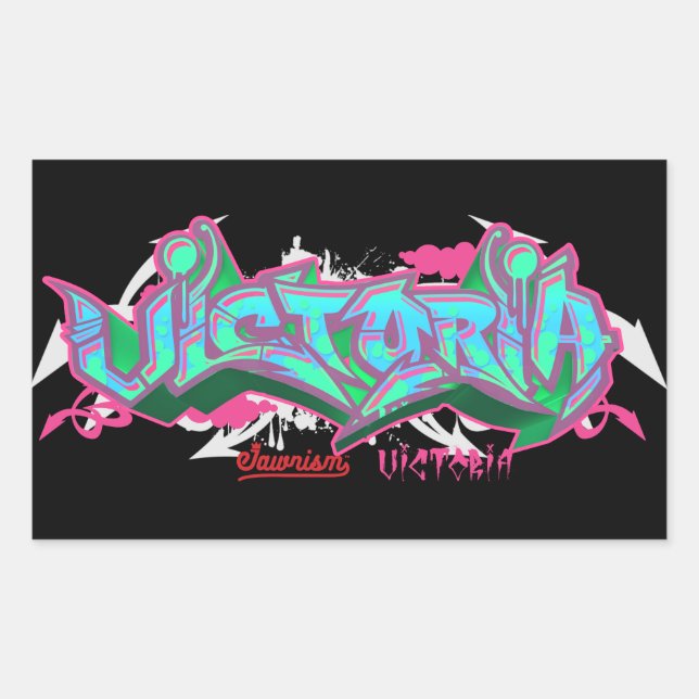 The name Victoria in graffiti Rectangular Sticker (Front)