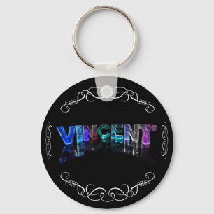 The Name Vincent -  Name in Lights (Photograph) Key Ring