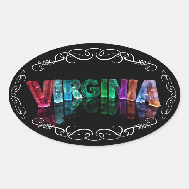 The Name Virginia -  Name in Lights (Photograph) Oval Sticker (Front)