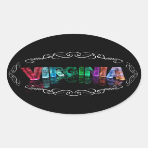 The Name Virginia - Name in Lights (Photograph) Oval Sticker