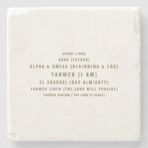 The Names of God Typography Christian Gold Stone Coaster