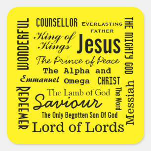 The Names of Jesus Yellow Square Sticker
