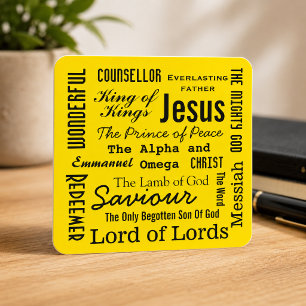 The Names of Jesus Yellow Square Sticker