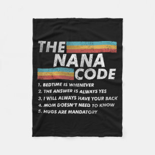 The Nana Code Funny Family Rules Retro Fleece Blanket
