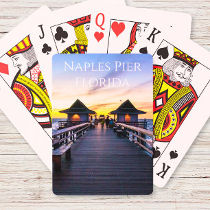 The Naples Pier In Florida Ocean Sunset Playing Cards