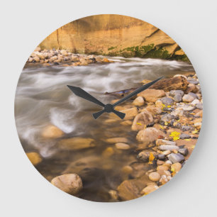 The Narrows Of The Virgin River In Autumn 4 Large Clock