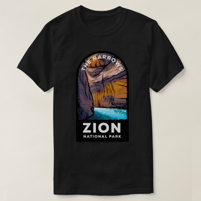 The Narrows Zion National Park Illustration  T-Shirt (Design Front)