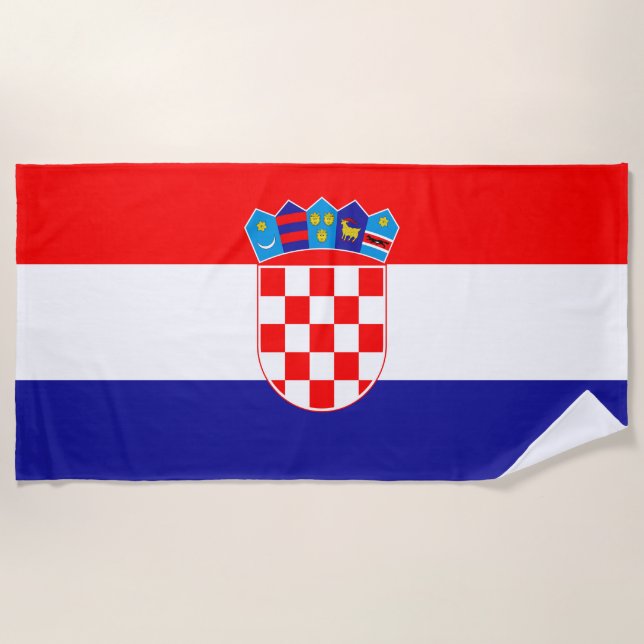 The National flag of Croatia Zastava Hrvatske Beach Towel (Front)