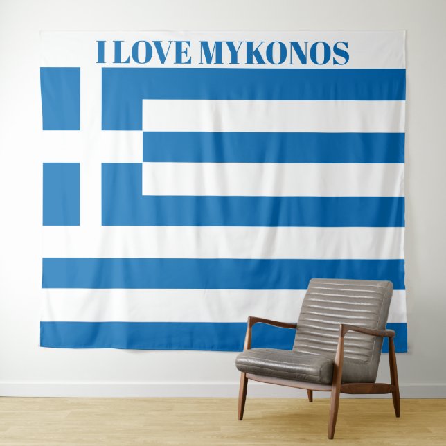 The National Flag of Greece Mykonos extra large Tapestry (In Situ (Horizontal))