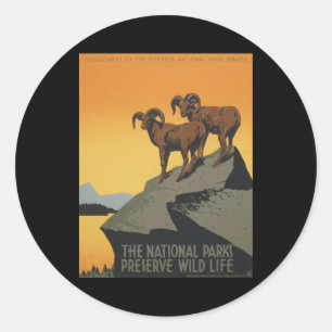 The national parks preserve wild life classic round sticker