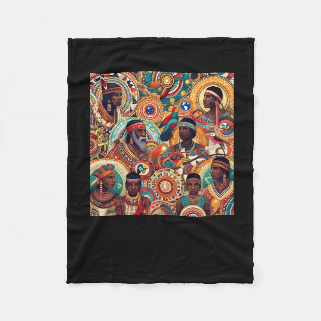 The Native Australian Aboriginal Pattern Sticker  Fleece Blanket (Front)