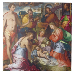 The Nativity, 1534 (oil on panel) Ceramic Tile