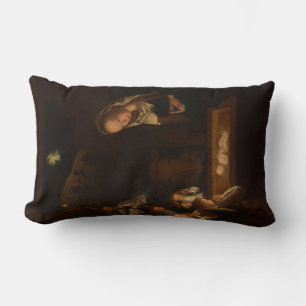 The Nativity at Night (Birth of Jesus, Christmas) Lumbar Cushion