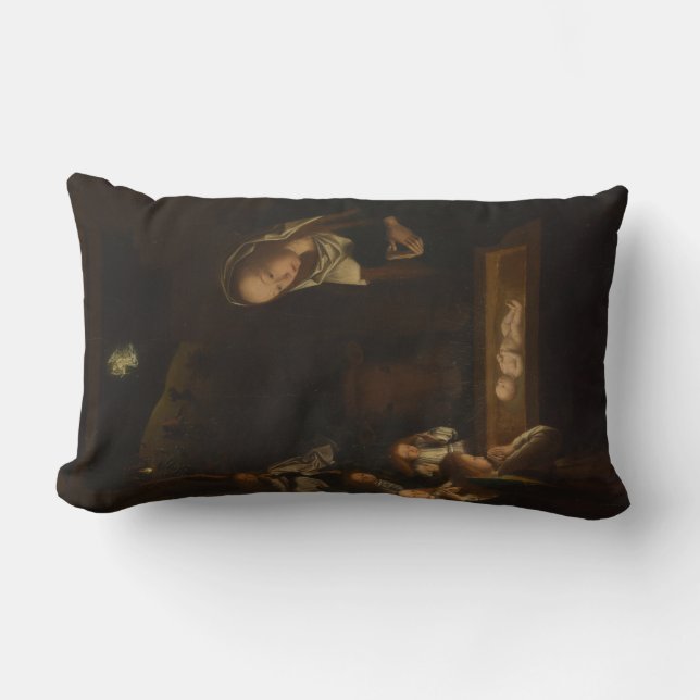 The Nativity at Night (Birth of Jesus, Christmas) Lumbar Cushion (Front)