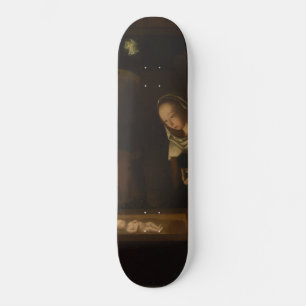 The Nativity at Night (Birth of Jesus, Christmas) Skateboard