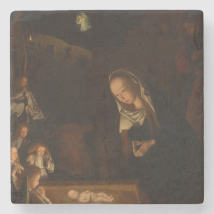 The Nativity at Night (Birth of Jesus, Christmas) Stone Coaster