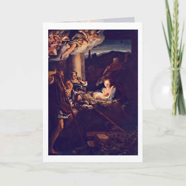 The Nativity By Antonio Allegri Da Correggio Holiday Card (Front)