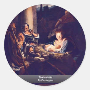 The Nativity By Correggio Classic Round Sticker