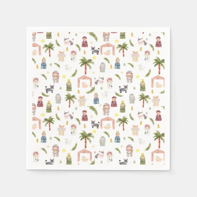 The Nativity Christmas holiday Napkin (Front)