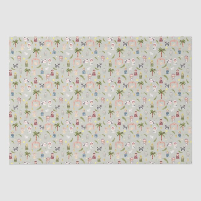 The Nativity Christmas holiday Sage Tissue Paper (Front)