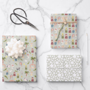 The Nativity Christmas holiday Sage Wrapping Paper Sheet