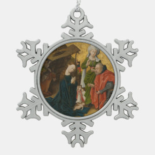 The Nativity, circa 1460 Snowflake Pewter Christmas Ornament
