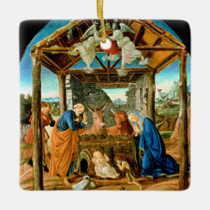 The Nativity, famous painting by Sandro Botticelli Ceramic Ornament