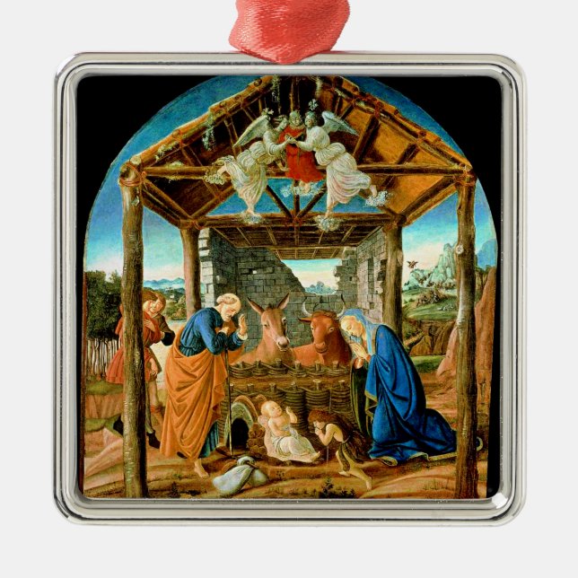 The Nativity, famous painting by Sandro Botticelli Metal Ornament (Front)