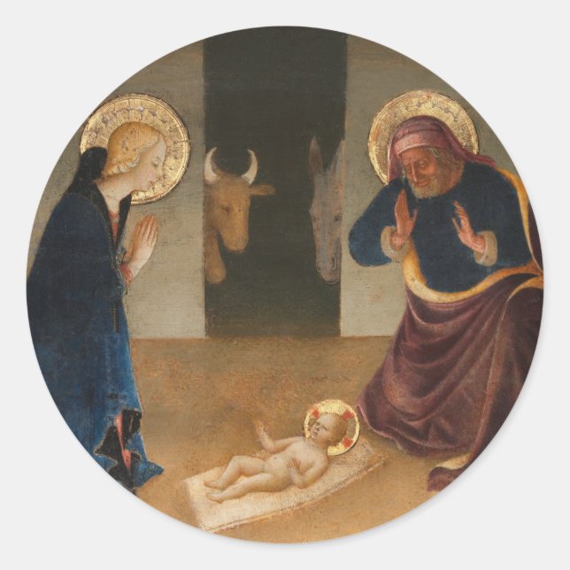 The Nativity  Holiday   Classic Round Sticker (Front)