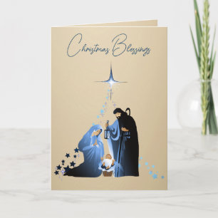 The Nativity of Baby Jesus Christmas Greetings Holiday Card