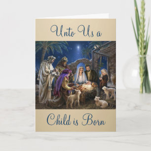 The Nativity of Baby Jesus Christmas Greetings Holiday Card