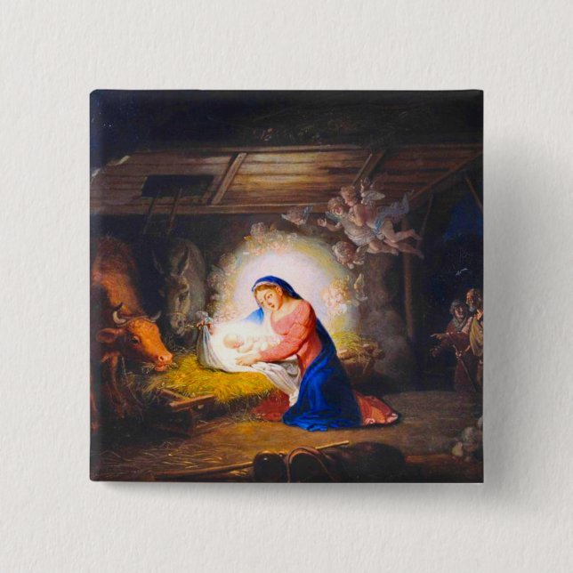 The Nativity of Christ 15 Cm Square Badge (Front)