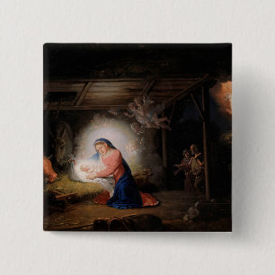 The Nativity of Christ (by Vladimir Borovikovsky) 15 Cm Square Badge