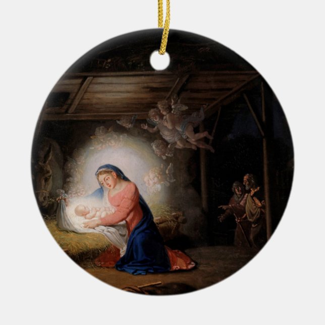 The Nativity of Christ (by Vladimir Borovikovsky) Ceramic Ornament (Front)