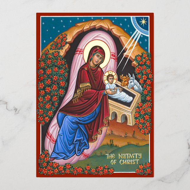 The Nativity of Christ Foil Holiday Card (Front)