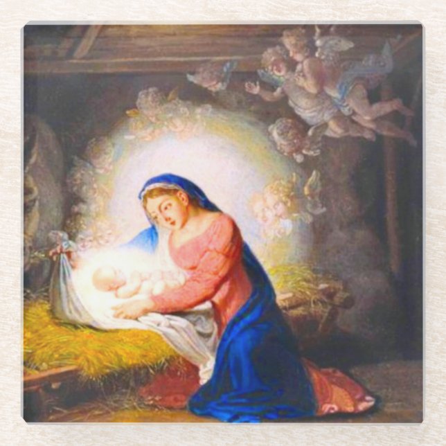 The Nativity of Christ Glass Coaster (Front)