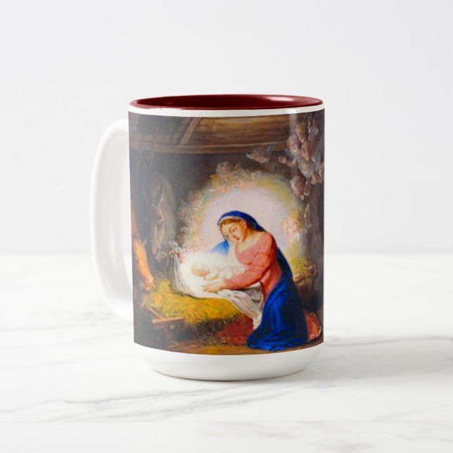 The Nativity of Christ Two-Tone Coffee Mug (Front Left)