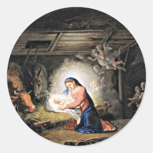 The Nativity of Christ - Vladimir Borovikovsky Classic Round Sticker