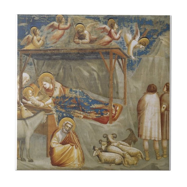 The Nativity of Jesus Christ by Giotto Renaissance Ceramic Tile (Front)