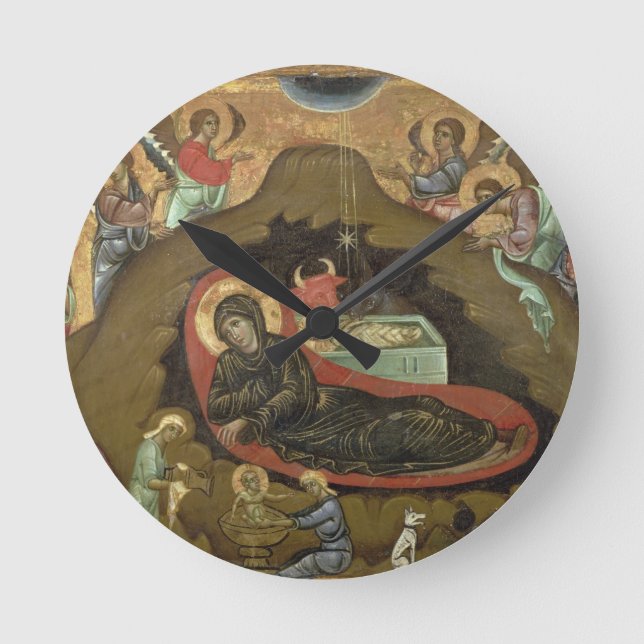 The Nativity, (oil on panel) Round Clock (Front)