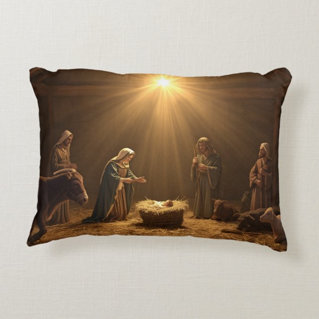 “The Nativity Scene" Christmas Pillow (Back)