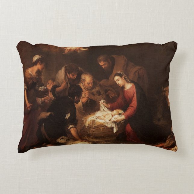 The Nativity Shepherds 1668 Decorative Cushion (Front)