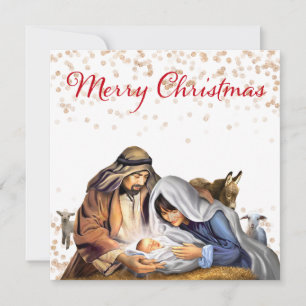 The Nativity with Mary, Joseph and Baby Jesus Holiday Card