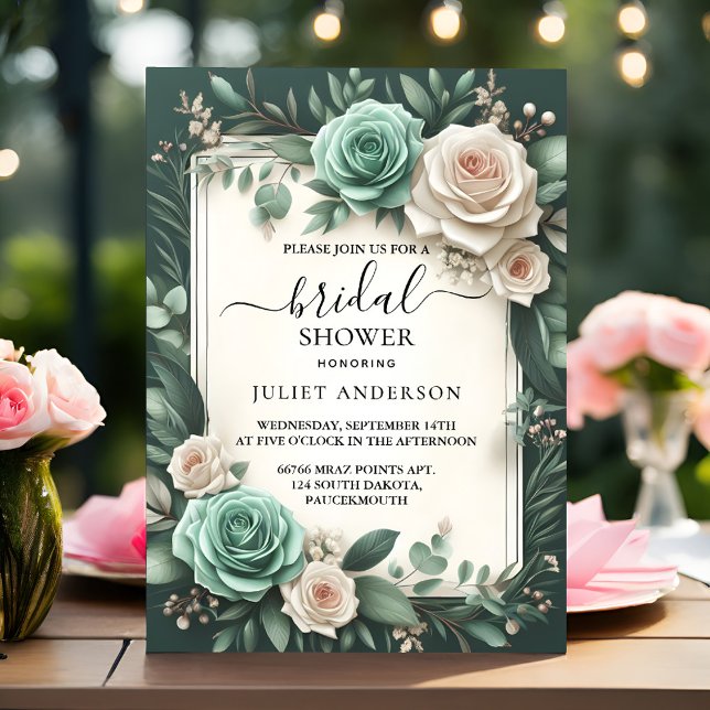 The Nature Garden Plant Dark Green Bridal Shower Invitation (Creator Uploaded)