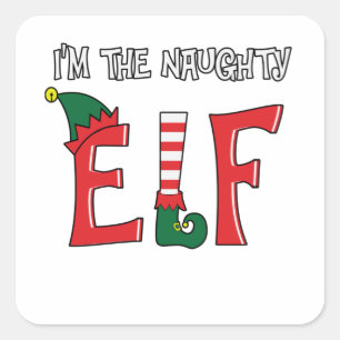 The Naughty Elf Family Matching Christmas Pyjamas Square Sticker