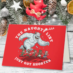 The Naughty List Just Got Shorter Yeti Christmas Holiday Card